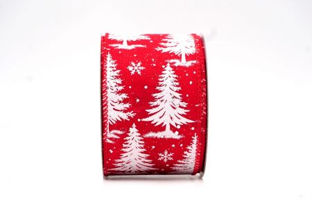 Red/White Christmas Tree Design Wired Ribbon_KF8013GC-7-7
