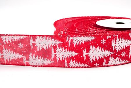Red/White Christmas Tree Design Wired Ribbon_KF8013GC-7-7