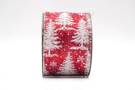 Nastro con design albero di Natale rosso/argento_KF8014G-17