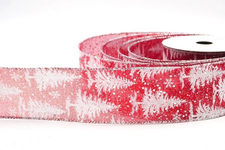 Ruban câblé avec motif sapin de Noël rouge/argent_KF8014G-17