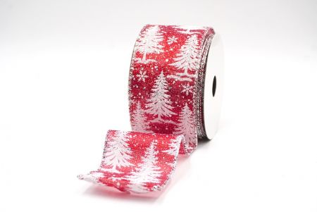 Red/Silver Christmas Tree Design Wired Ribbon_KF8014G-17