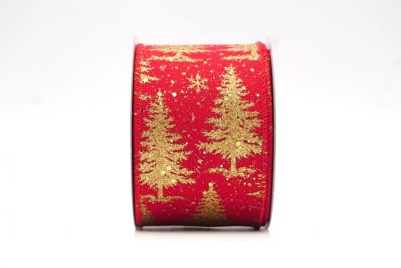 Κόκκινο/Χρυσό Σχέδιο Καλωδιωμένη Κορδέλα Χριστουγέννων_KF8015GC-7-7
