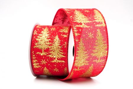 Red/Gold Christmas Tree Design Wired Ribbon_KF8015GC-7-7