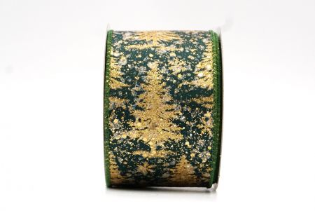 Green/Gold Christmas Tree Design Wired Ribbon_KF8016GC-3-127