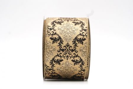 Ruban à carreaux doré avec motif royal et fil métallique_KF8019GC-13-183