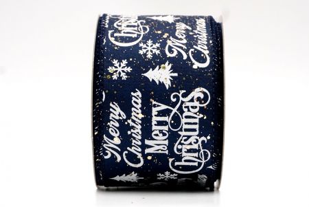 Nastro con filo di Natale Merry Christmas in Glitter Blu Navy_KF8031GC-4-4