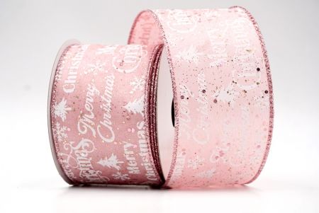 Pink_Glitter Merry Christmas Wired Ribbon_KF8032GM-5