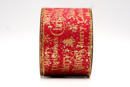 Red/Gold_Glitter Merry Christmas Wired Ribbon_KF8033G-7