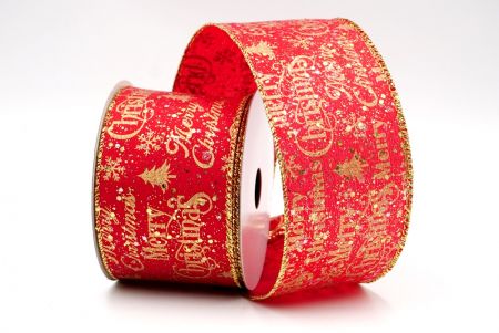 Nastro con filo di Natale Merry Christmas in Glitter Rosso/Oro_KF8033G-7