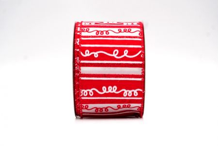 Red/White Christmas Stripes Design Wired Ribbon_KF8034GC-1-7