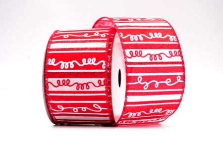 Cinta alámbrica con diseño de rayas rojas/blancas para Navidad_KF8034GC-1-7