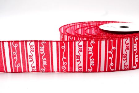 Red/White Christmas Stripes Design Wired Ribbon_KF8034GC-1-7