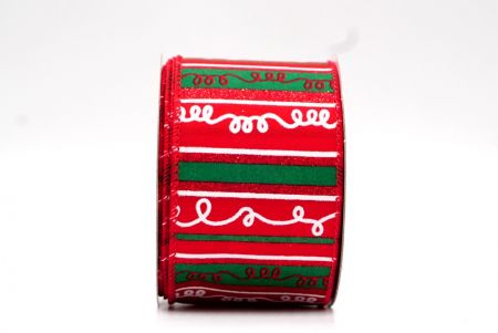 Cinta alámbrica con diseño de rayas rojas/verdes para Navidad_KF8034GC-3-7