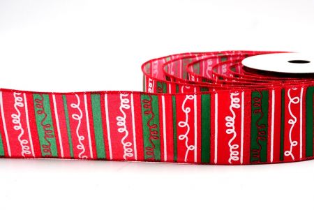 Red/Green Christmas Stripes Design Wired Ribbon_KF8034GC-3-7
