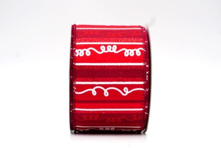 Стрічка з червоним/бордовим дизайном смужок на Різдво з проводом_KF8034GC-8-8