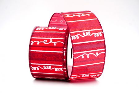 Cinta alámbrica con diseño de rayas rojas/burdeos para Navidad_KF8034GC-8-8