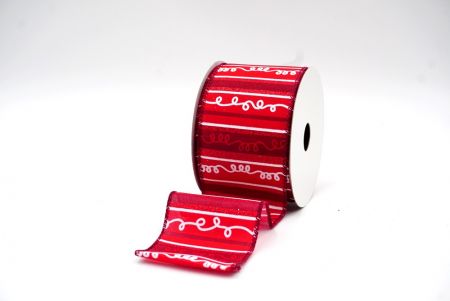 Ruban filaire avec motif rayures rouges/bordeaux de Noël_KF8034GC-8-8