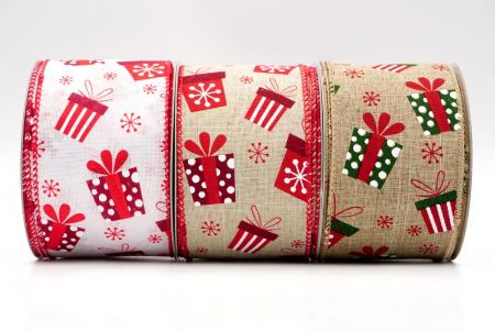 Стрічка з проволокою для різдвяної подарункової коробки та сніжинок_KF8042.KF8043