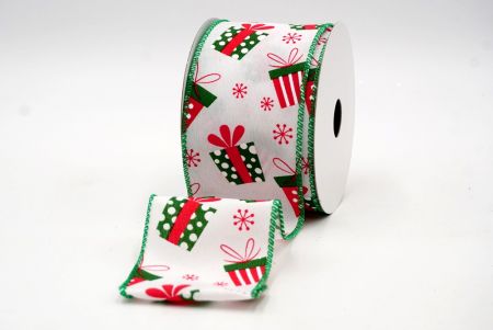 Weiß/Grün_Weihnachtsgeschenkbox und Schneeflocken Drahtband_KF8042GC-1-49