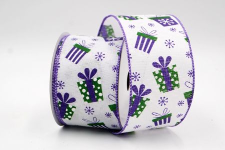 White/Violet_Christmas Gift Box and Snowflakes Wired Ribbon_KF8043GC-1-34