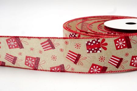 Хакі стрічка з проволокою для різдвяної подарункової коробки та сніжинок_KF8043GC-13-7