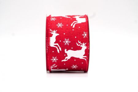 Red Christmas Reindeer Design Wired Ribbon_KF8046GC-7-7