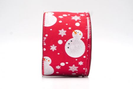 Red Christmas Snowman Wired Ribbon_KF8052GC-7-7