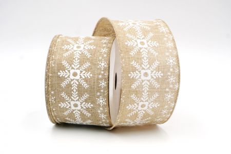 Light Brown Flower SnowFlakes Wired Ribbon_KF8053GC-14-183