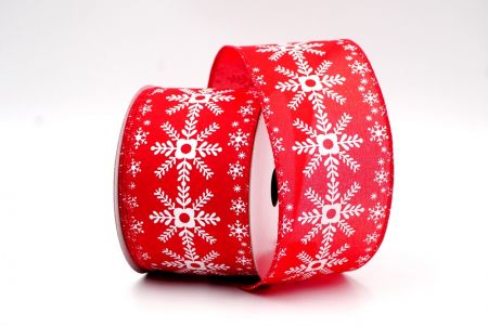 Red Flower SnowFlakes Wired Ribbon_KF8054GC-7-7