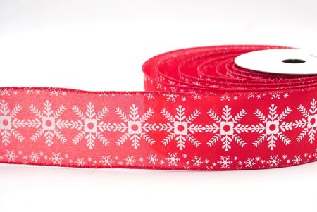 Красная лента с проволочными цветочными снежинками_KF8054GC-7-7
