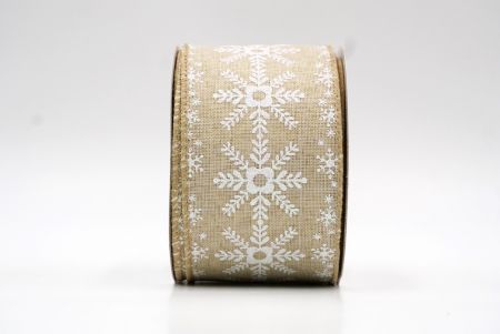 Lux Brown/Glitter Flos SnowFlakes Wired Ribbon_KF8055GC-13-183