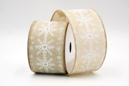 Light Brown/Glitter Flower SnowFlakes Wired Ribbon_KF8055GC-13-183