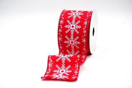 Red/Glitter Flower SnowFlakes Wired Ribbon_KF8056GC-7-7