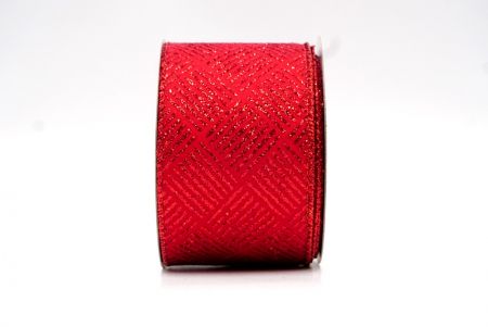 Red Crisscross Metallic Design Wired Ribbon_KF8059GR-7