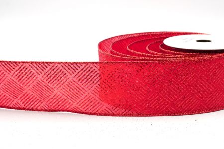 Red Crisscross Metallic Design Wired Ribbon_KF8059GR-7