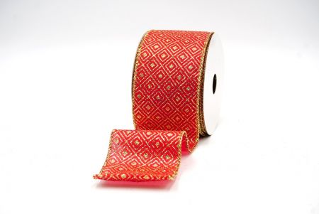 Cinta metálica con diseño de caja de diamantes en color rojo con cableado_KF8061G-7