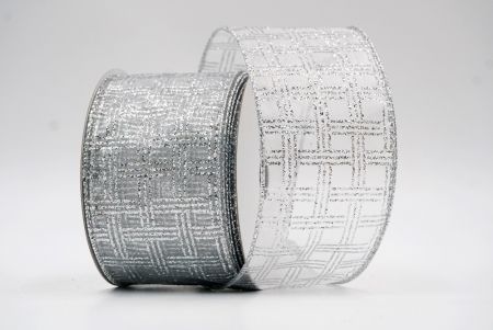 Silver Metallic Checkered Wired Ribbon_KF8065G-1