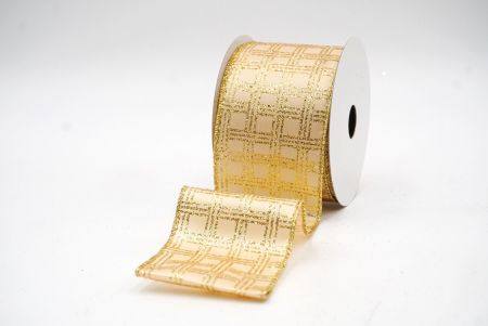 Gold/Satin Metallic Checkered Wired Ribbon_KF8066G-2