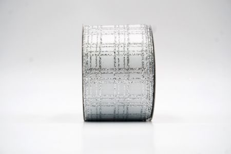 Silver/Satin Metallic Checkered Wired Ribbon_KF8067G-1