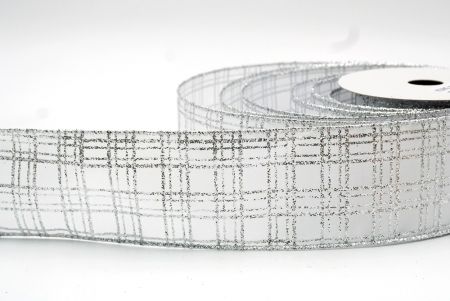 Argenteus/Satina Metallicus Checkered Wired Ribbon_KF8067G-1