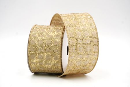 Gold/Satin Metallic Checkered Wired Ribbon_KF8068GC-14-183
