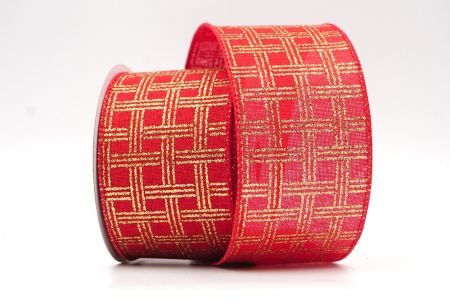 Red/Satin Metallic Checkered Wired Ribbon_KF8068GC-7-7
