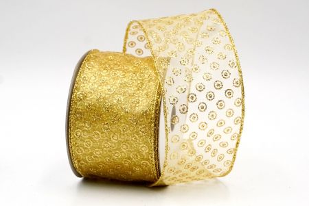 Gold Sheer_Glitter Dots Design Ribbon_KF8069G-13