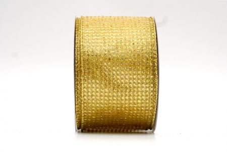 Arany áttetsző csillogó pöttyös drótos szalag_KF8071G-13