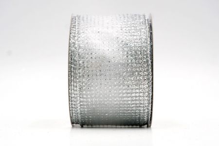 Ezüst áttetsző csillogó pöttyös drótos szalag_KF8072G-1