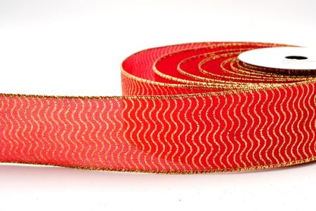 Red_Glitter Wave Wired Ribbon_KF8075G-7