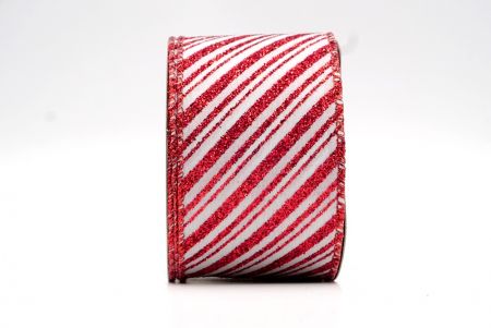 White/Red_Slanting Stripe Wired Ribbon_KF8076GR-1R