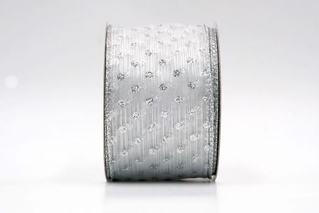 Серебряная лента с блестками и дизайном в виде точек_KF8078G-1