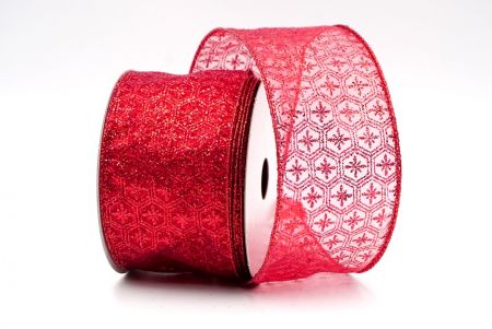 Red Hexagon Floral Wired Ribbon_KF8085GR-7