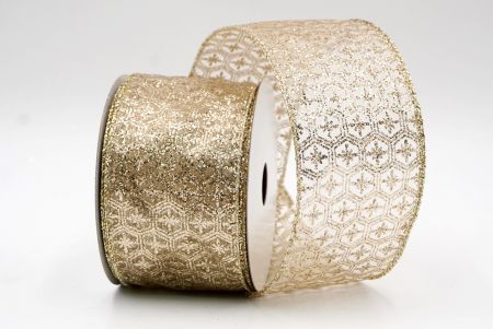 Lt. Gold Hexagon Floral Wired Ribbon_KF8085GV-2